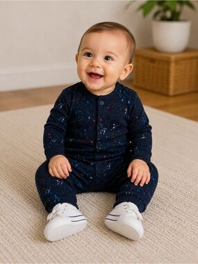 Splendid Splatter Print Long Sleeve Onesie